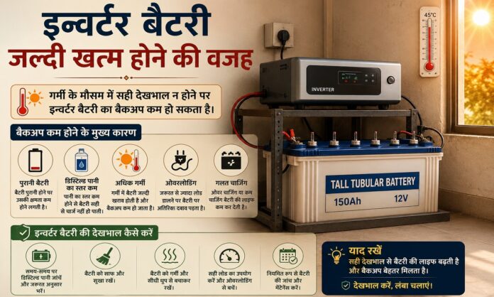 घर में लगा इन्वर्टर और बैटरी जिसकी बैकअप क्षमता कम हो रही है