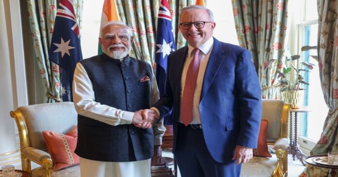 भारत-ऑस्ट्रेलिया परमाणु ऊर्जा समझौते के बाद में प्रधानमंत्री नरेंद्र मोदी