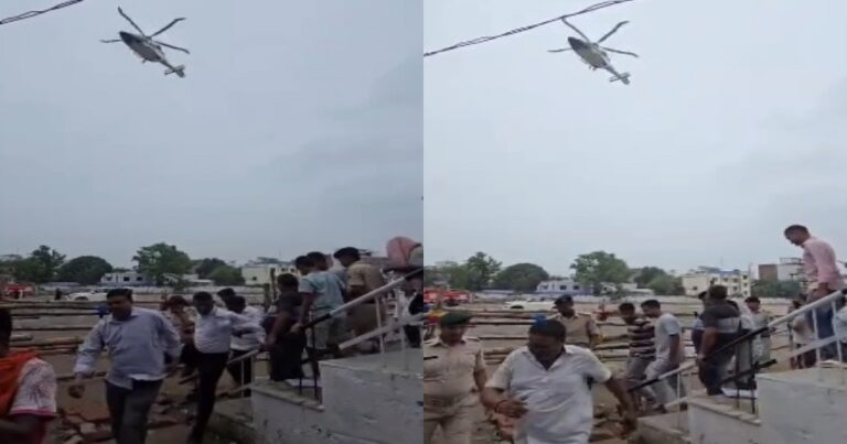 वैशाली में टेकऑफ के बाद हवा में मंडराता सम्राट चौधरी का हेलीकॉप्टर
