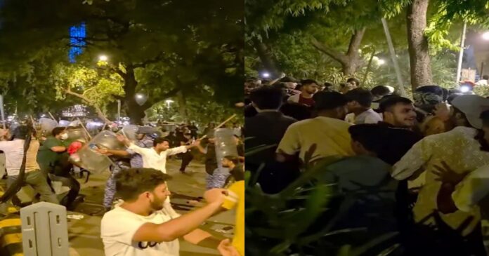 दिल्ली के टॉलस्टॉय मार्ग पर पुलिस और प्रदर्शनकारियों के बीच तनाव