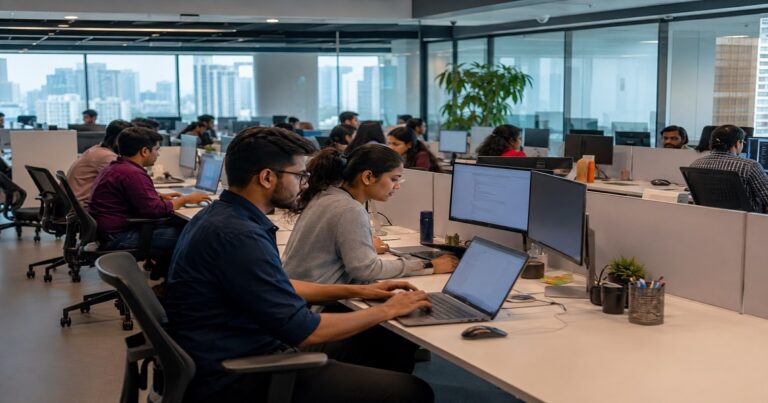 भारत में ग्लोबल कैपेबिलिटी सेंटर के विस्तार और नई नौकरियों का प्रतीकात्मक चित्र