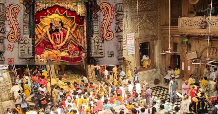 वृंदावन के बांके बिहारी मंदिर में दर्शन करते श्रद्धालु