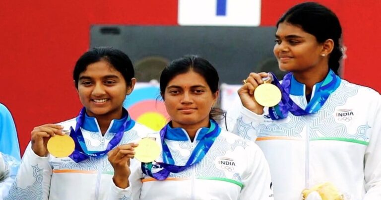 एशियन गेम्स 2026 में गोल्ड जीतने वाली भारतीय महिला कंपाउंड तीरंदाजी टीम